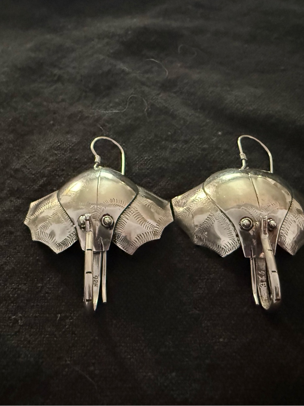 Elephant Head Sterling Silver Dangle Earrings